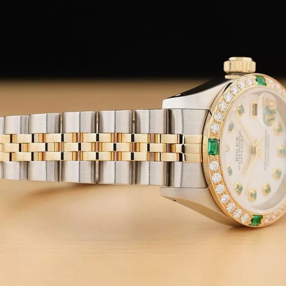NEW ROLEX LADIES DATEJUST MOTHER OF PEARL DIAMOND 18K GOLD SS WATCH main image 5